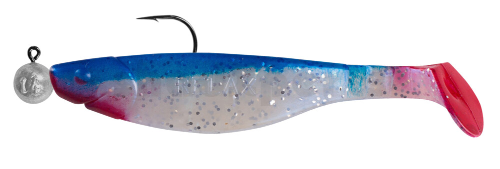 000214M047-14 Kopyto-River 5" (ca. 14,0 cm) blauperl-Glitter / blau, montiert auf MUXRO 8/0 15g