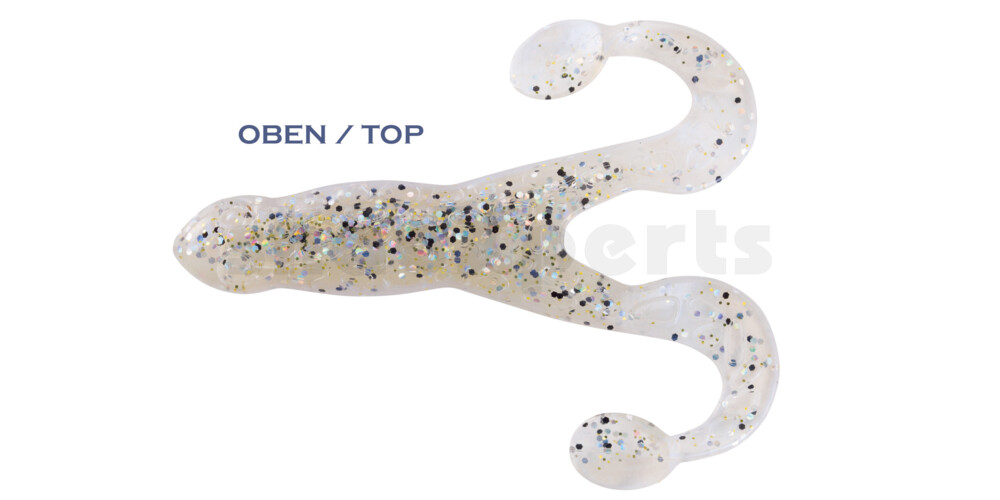000312B031 Turbofrog 4" (ca.12,0 cm) blauperl / klar salt´n pepper Glitter