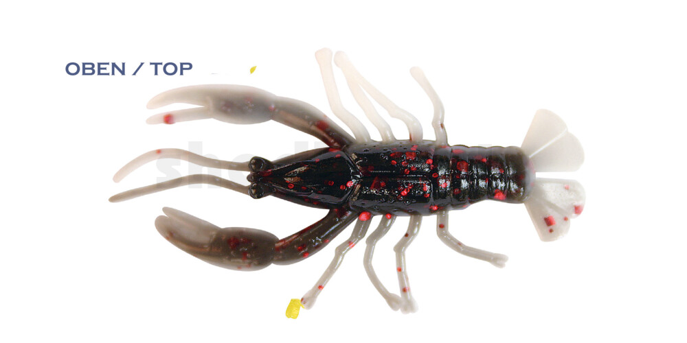 002304CF-10 Baby Crawfish 1" (4,5cm) reinweiss-schwarz roter Glitter
