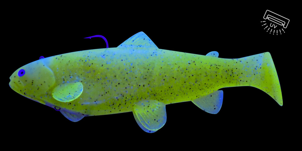 SBT2566 Castaic Swim Bait Trout 2.0 - 10" (25cm) Fast sinking chartreuse pepper glitter