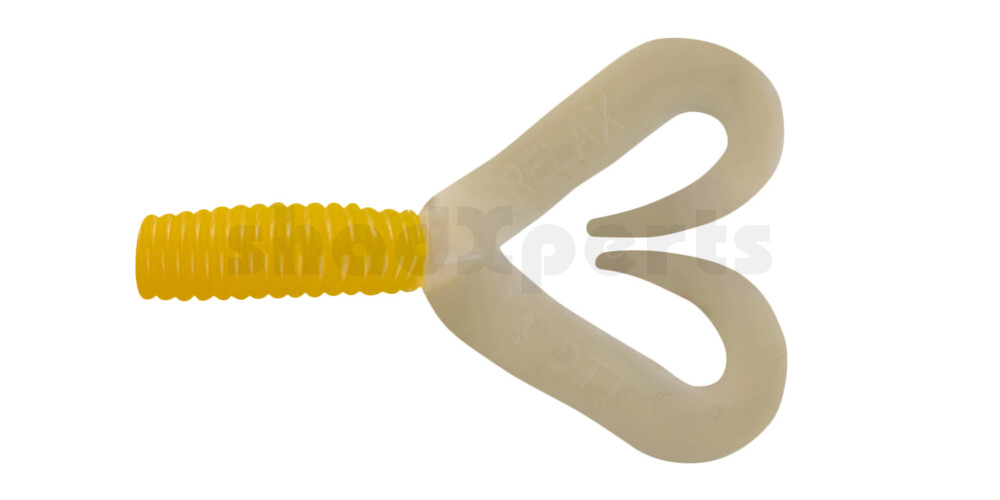 000604DT-054 Twister 2" Doubletail regulär (ca. 4,5 cm) gelb / reinweiss