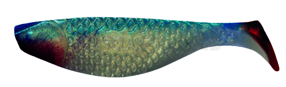 000108028R Aqua 3" (ca. 8,0 cm) goldperl / grün / red tail
