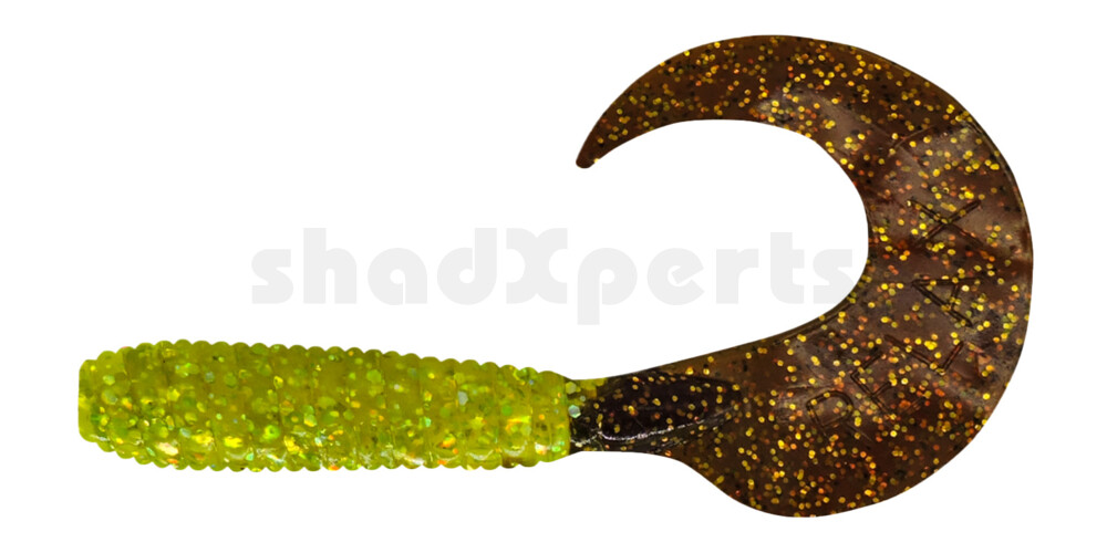 000606250 Twister 2,5" regulär (ca. 6,0 cm) grün(chartreuse) glitter / motoroil glitter tail