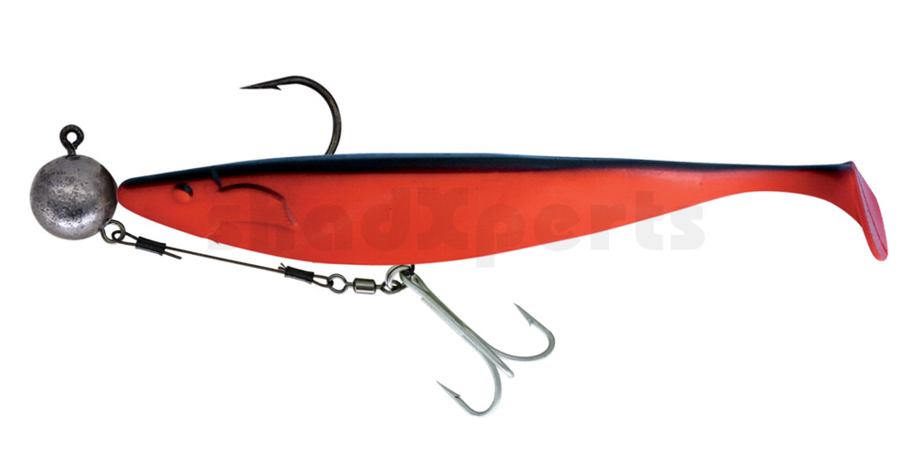 000430M205-240 Megalodon 12" (ca. 30,0 cm) feuerrot / schwarz, montiert auf HMEG 16/0 240g