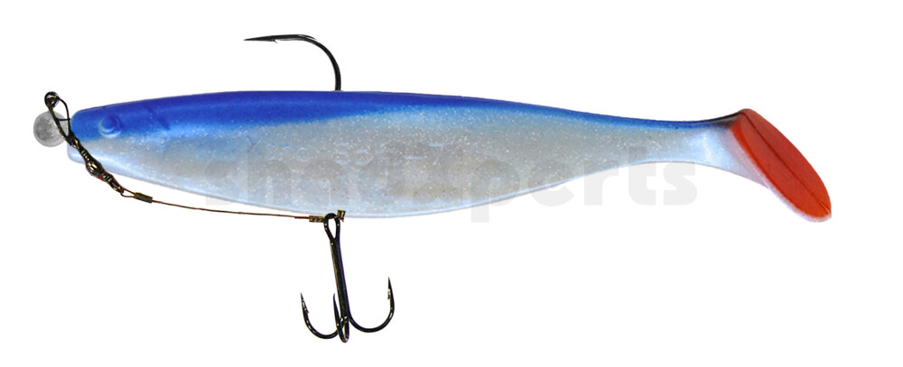 000418M047-15 Xtra-Soft 7" (ca. 18,0 cm) blauperl-Glitter / blau, montiert auf MUXRO 10/0 15g