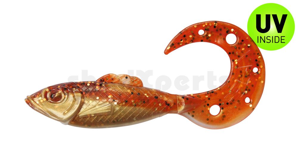 001212B023 Killer Grub 4" (ca. 12,0 cm) goldperl / motoroil Glitter