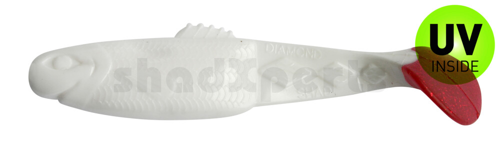 001410001RT Diamond Shad 3,5" (ca. 10,0 cm) reinweiss / Red Tail