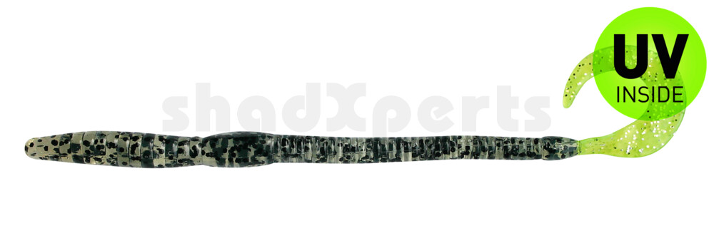 0021708 Ringgrub(Huchenzopftwister) 6" (ca. 16 cm) clear pepper gl./grün-glitter Tail