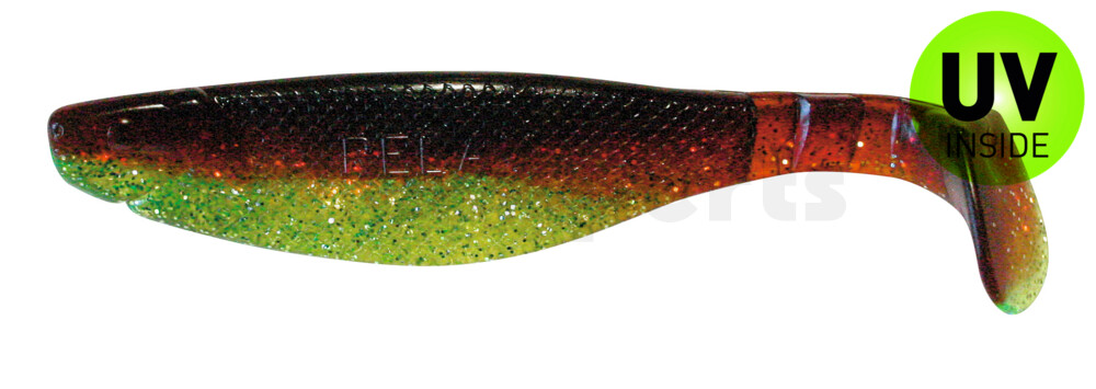 000214B054 Kopyto-River 5" (ca. 13,0 cm) grün (chartreuse)-Glitter / motoroil Glitter