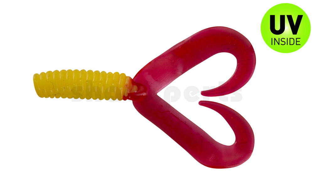 000604DT-052 Twister 2" Doubletail regulär (ca. 4,5 cm) gelb / red tail