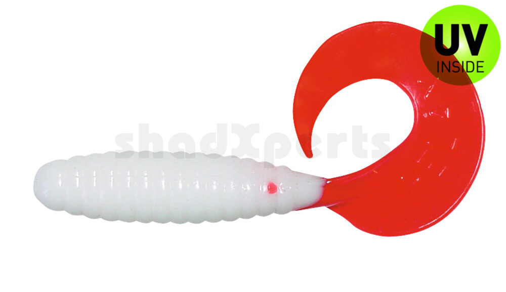 000608048 Twister 4" regulär (ca. 8,0 cm) reinweiß / red tail
