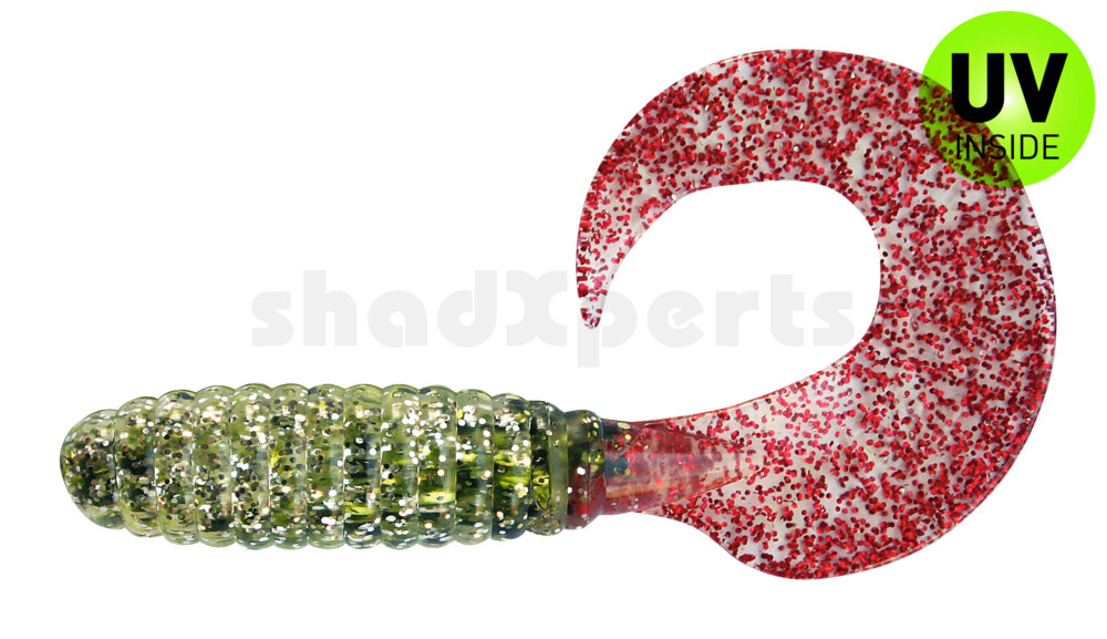 000508B127RT Twister 4" laminiert (ca. 8,0 cm) klar silber glitter / chartreuse glitter / red tail