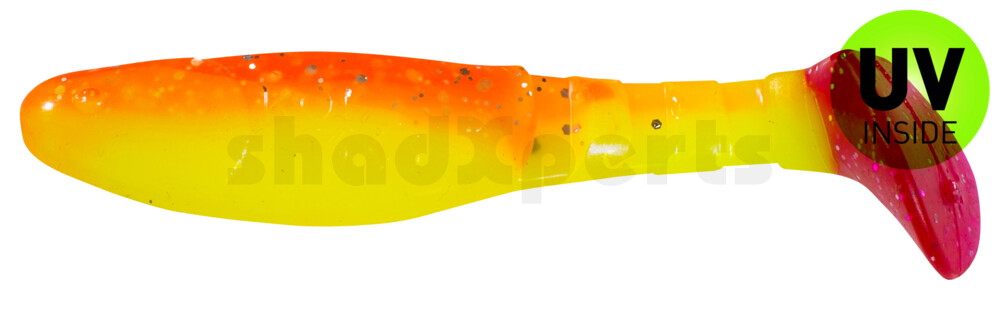 000208B033RT Kopyto-Classic 3" (ca. 8,0 cm) fluogelb  / orange-silber Glitter / red tail