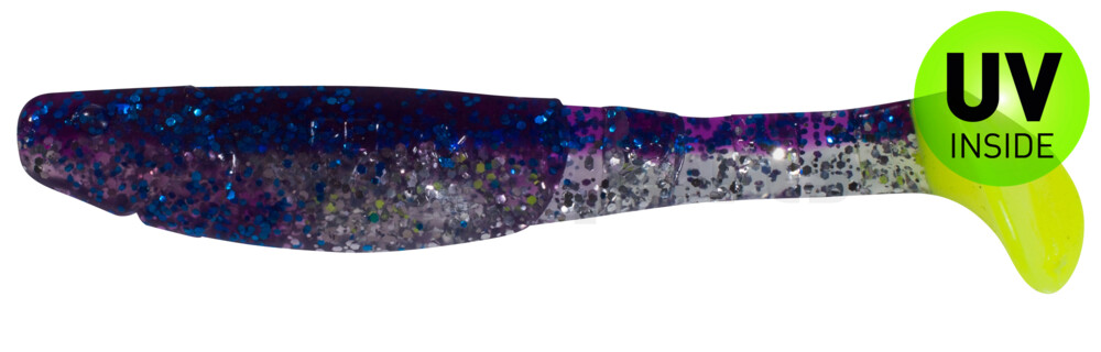 000211B314FT Kopyto-Classic 4" (ca. 11,0 cm) klar silber glitter / violett electric blue glitter fire tail