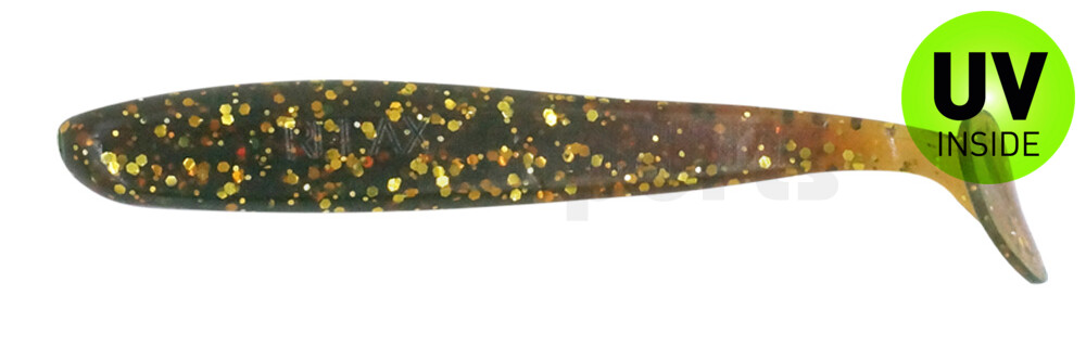 003408092 Bass Shad 3“ (ca. 9 cm) motoroil-gold-Glitter