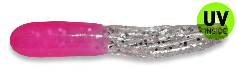 001604021 Crappie Tube 1.5" (ca. 3 cm) Pink/Clear Sparkle