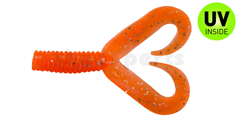 000604DT-026 Twister 2" Doubletail regulär (ca. 4,5 cm) orange glitter