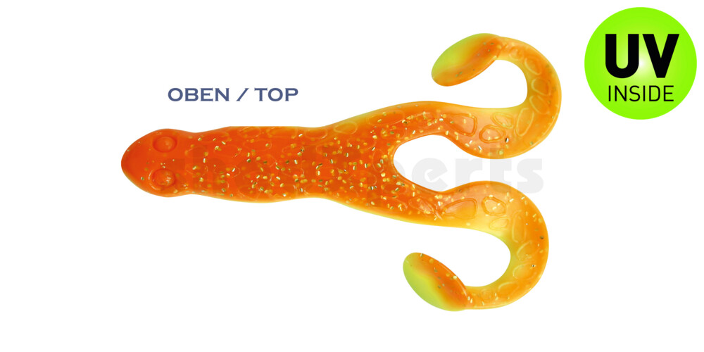 000312B033 Turbofrog 4" (ca.12,0 cm) fluogelb  / orange-silber Glitter