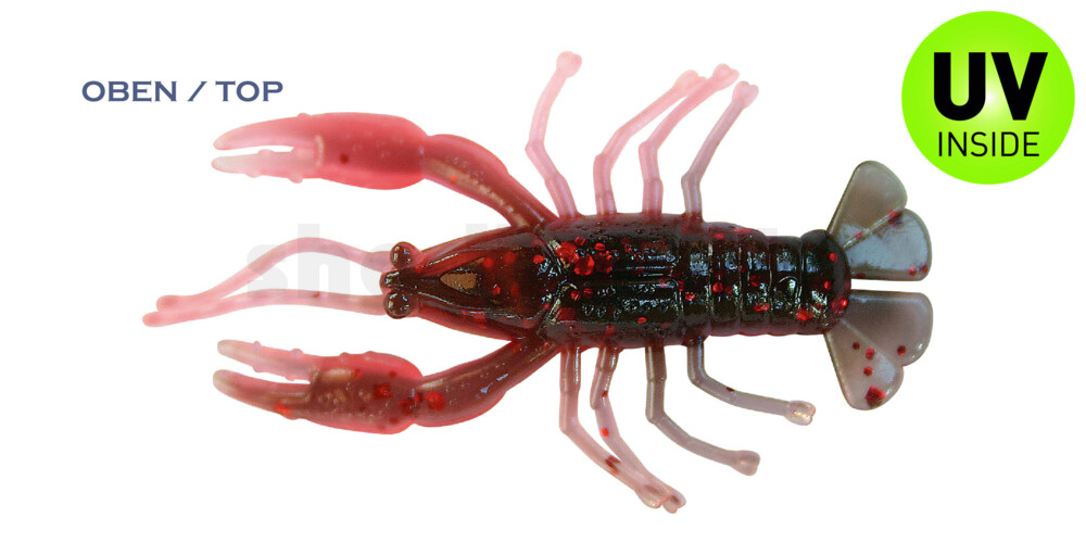 002306CF-05 Baby Crawfish 2" (6,5cm) blutrot-schwarz- mit rotem Glitter