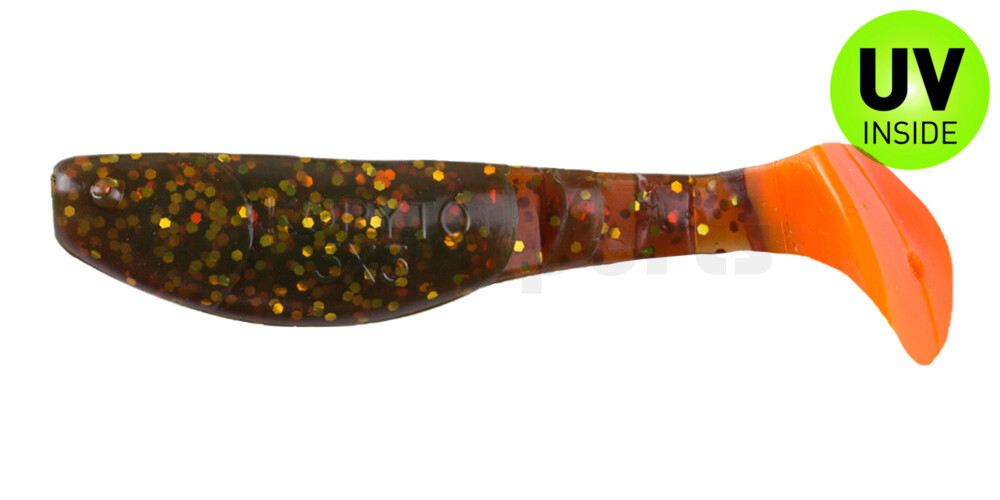 000208092OT Kopyto-Classic 3" (ca. 8,0 cm) motoroil-gold-Glitter / orange tail
