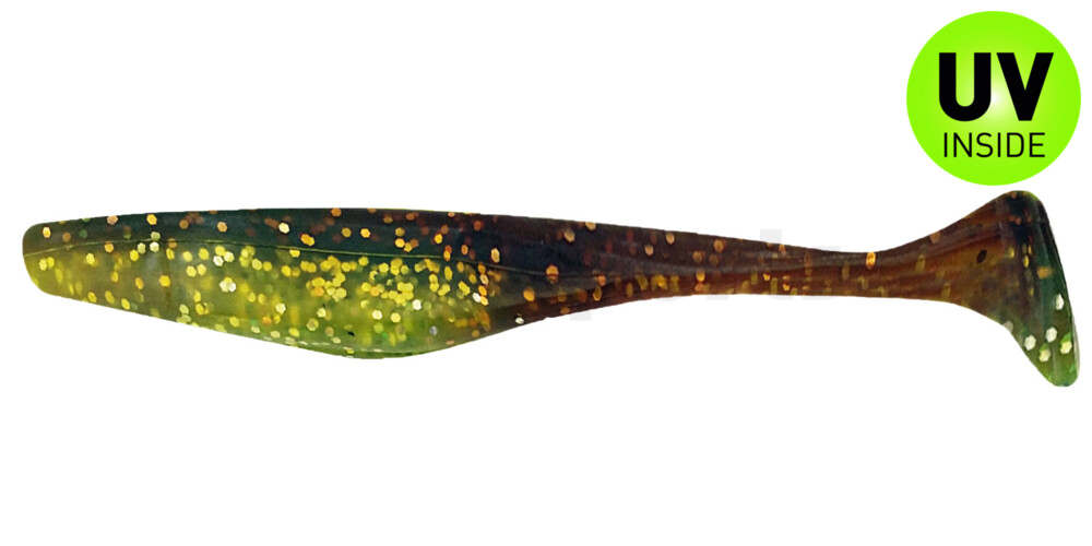 002609B054 Swimming Jerk Minnow 4" (ca. 8,5 cm) grün (chartreuse)-Glitter / motoroil Glitter