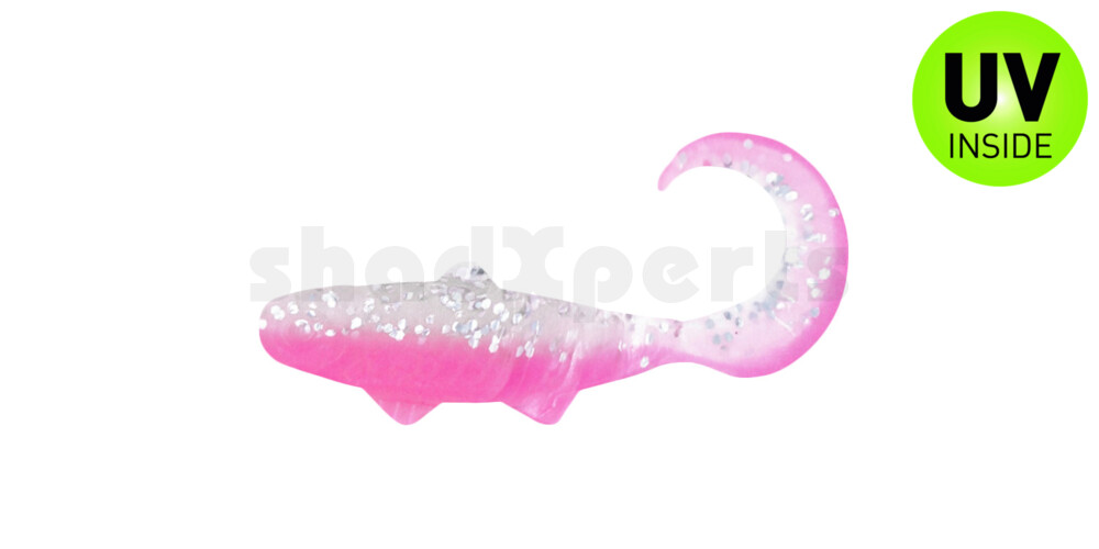 000935B300 Banjo Twister 1" (ca. 3,5 cm) bubblegum / klar silber Glitter