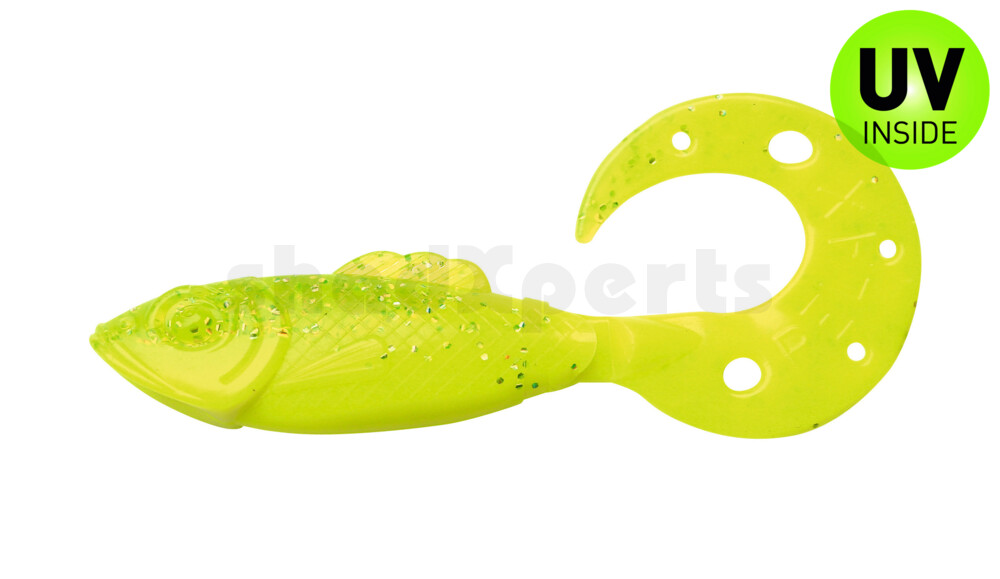 001212B034 Killer Grub 4" (ca. 12,0 cm) fluogelb  / fluogrün-Glitter