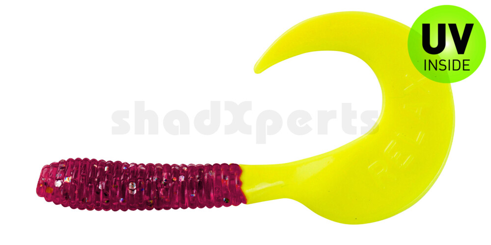 000606274 Twister 2,5" regulär (ca. 6,0 cm) violett transparent glitter / fire tail