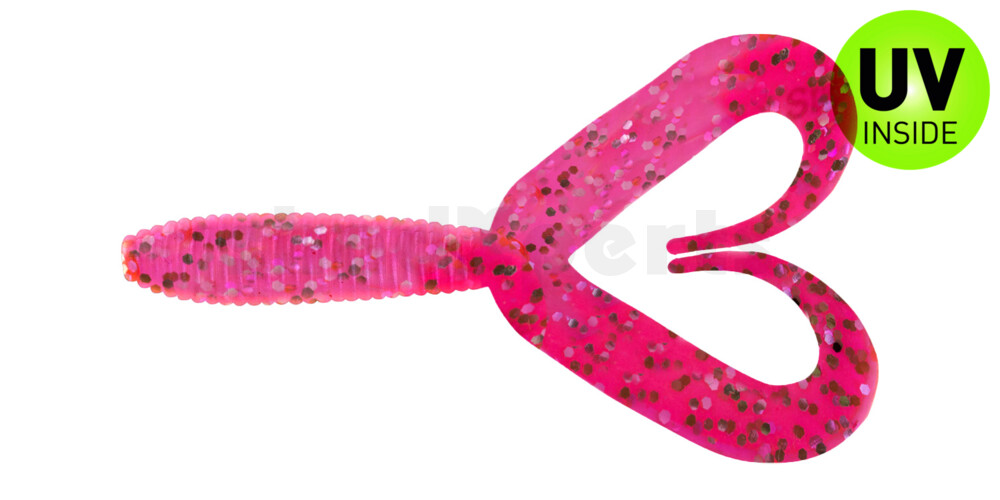 000607DT-042 Twister 3" Doubletail regulär (ca. 7,0 cm) hot pink glitter