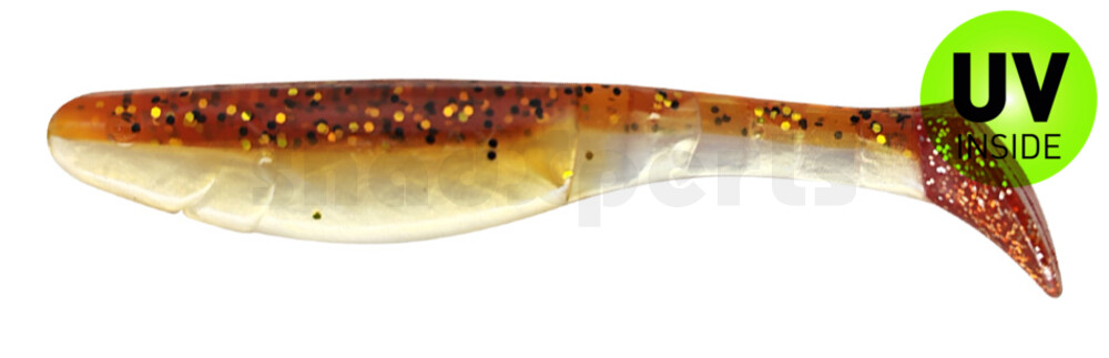 000211B023RT Kopyto-Classic 4" (ca. 11,0 cm) goldperl / motoroil Glitter / red tail